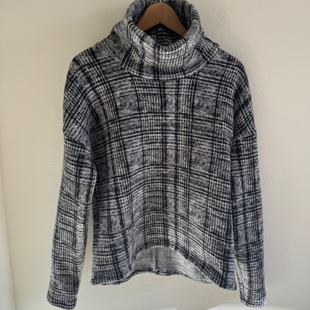Columbia Plaid Turtleneck Pullover Sweater Cowl Neck Flece Women’s M
